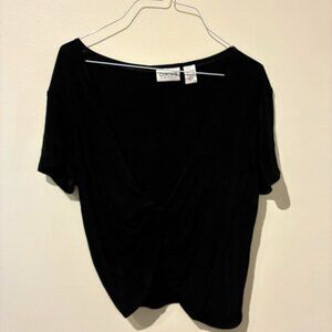 Chico's Travelers Black Front-Tie Crop Top - Women's 2 (L)